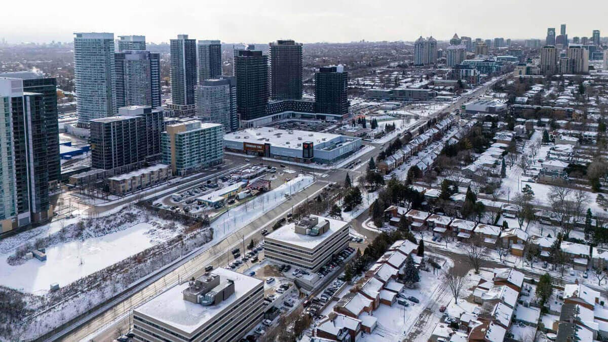 Wide area view showing condo density