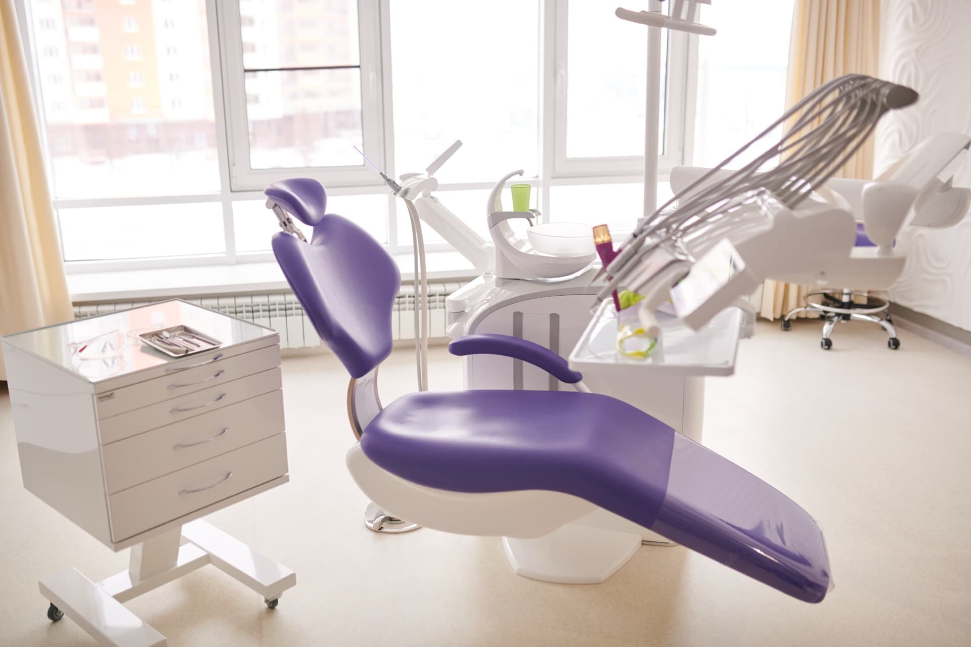 Bright, contemporary dental suite with floor-to-ceiling windows in the Greater Toronto Area